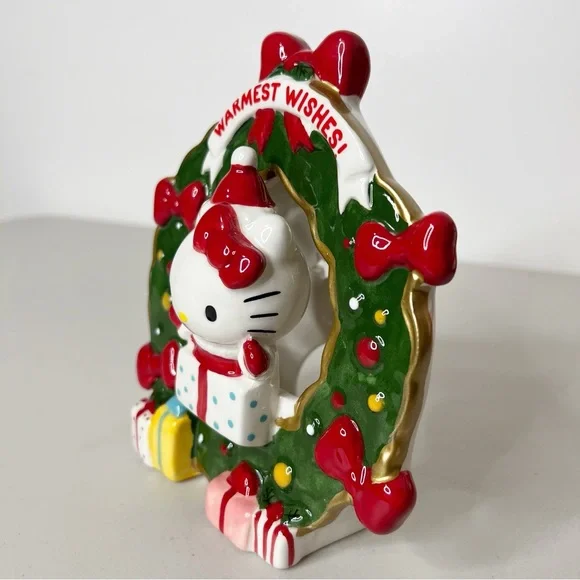Hello Kitty Christmas Wreath Tea-light Holder Ceramic - Picture 4 of 5